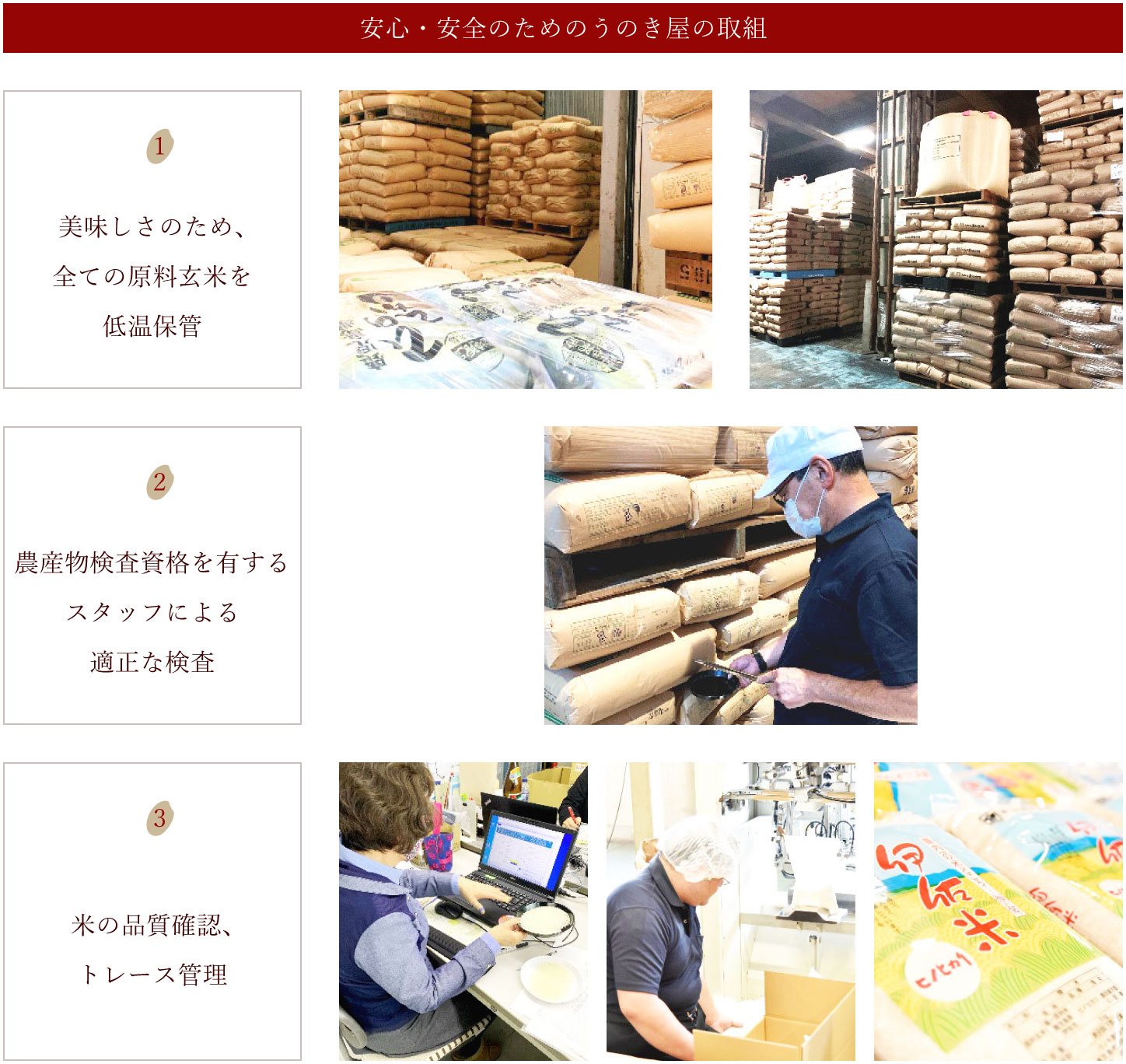 安心安全のためのうのき屋の取り組み
